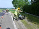 Aufräumarbeiten nach Verkehrsunfall