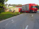 Verkehrsunfall mit Schweinetransporter
