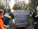Umgestürzter Tiertransporter und Suchaktion