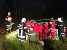 Verkehrsunfall mit eingeklemmter Person auf B141