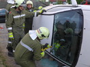 Übung: VU mit eingeklemmter Person + Autobrand
